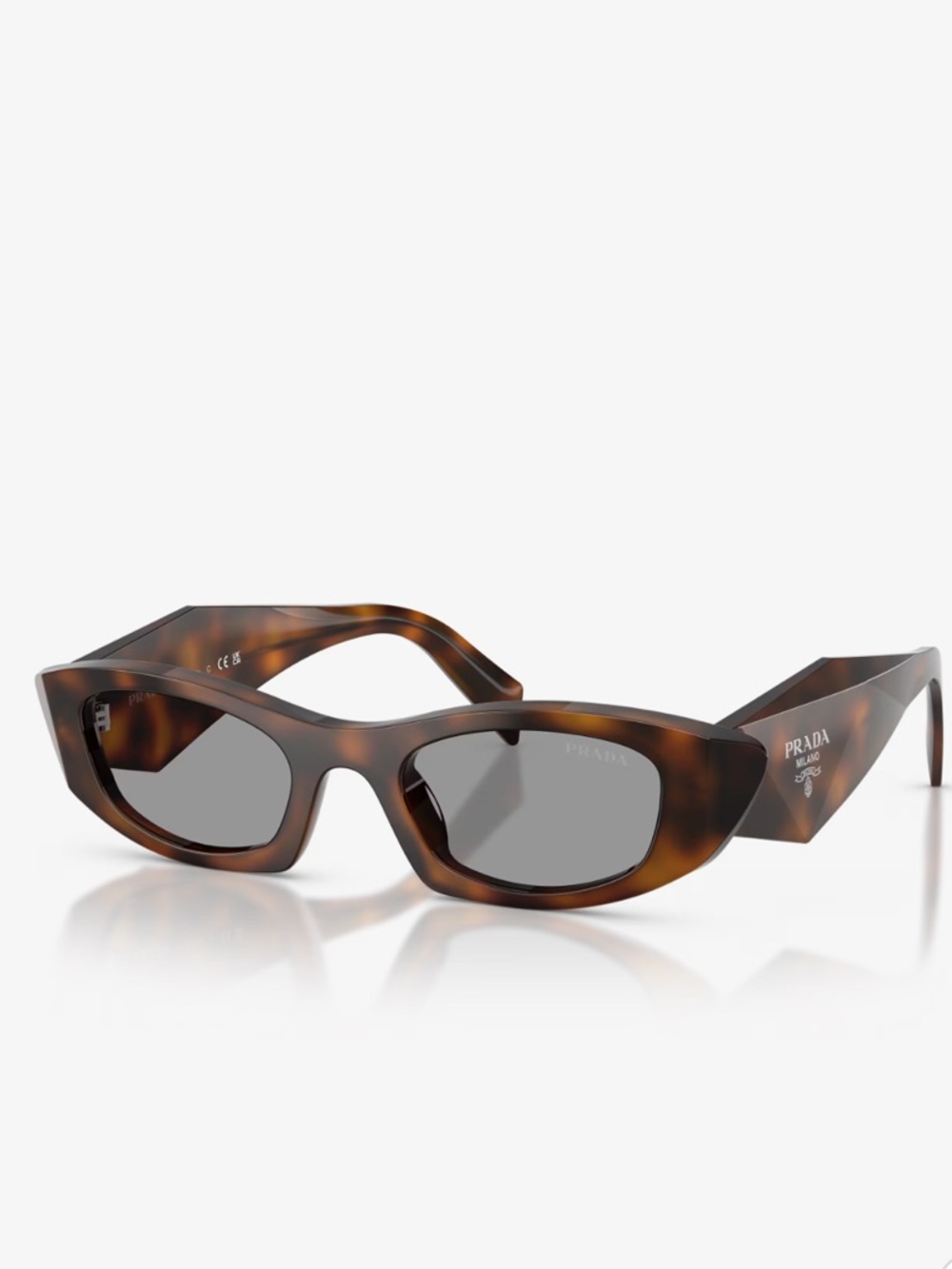 Prada Tortoiseshell Angular Cat-Eye Sunglasses - Brown & Dark Gray